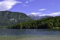 Mountain landscape, lake and mountain range Ã¢â¬â Lake Bohinj, Slovenia, Alps. Royalty Free Stock Photo